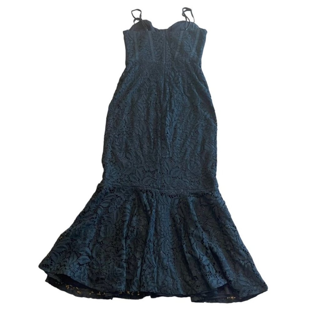 XS Lulus Lined Mermaid Lace Dress Black Adjustable Straps Back Zipper